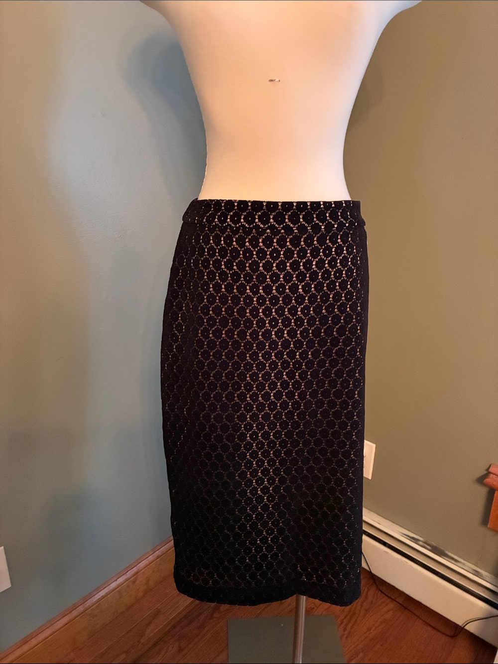 Banana Republic Black Lace-Pattern Pencil Skirt